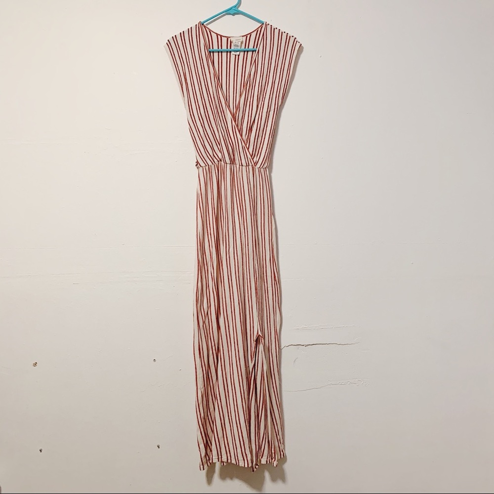 Caution to the Wind Red Striped Maxi Dress